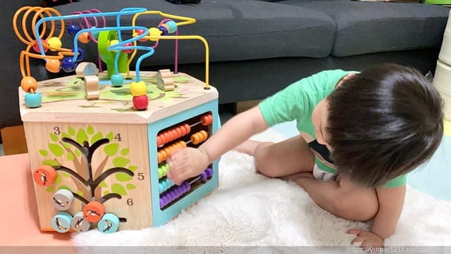 學齡前啟蒙-Teamson-幼兒遊樂園木製七面益智繞珠玩具