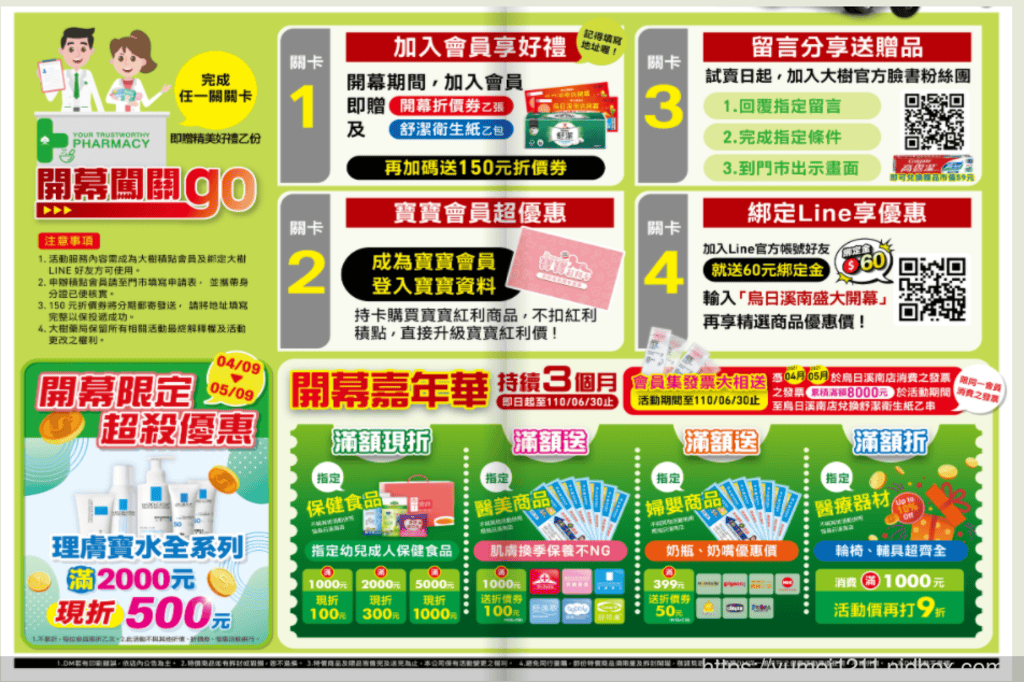 台中烏日溪南｜大樹藥局慶開幕｜會員禮、滿額禮，指定商品買一送一